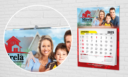 Calendário de Parede - Com Vareta Metálica e Bloco de Calendário